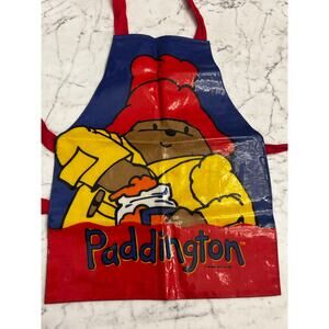 Vintage plastic coated Paddington Bear Art Smock Apron kids toddler Vinyl Cotton